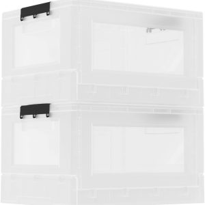 2 Pack Collapsible Storage Bin with Lid, Foldable Plastic Box for Garage, Car Trunk